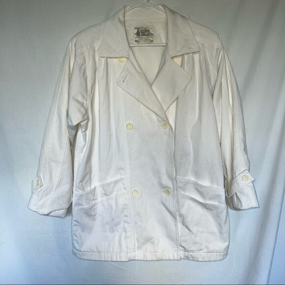 VINTAGE London fog white double breasted  peacoat size 12 - Picture 1 of 13